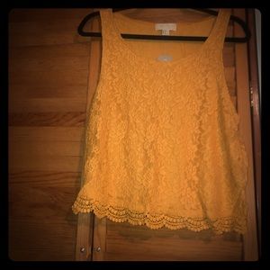 Plus Size Mustard Lace Tank Top